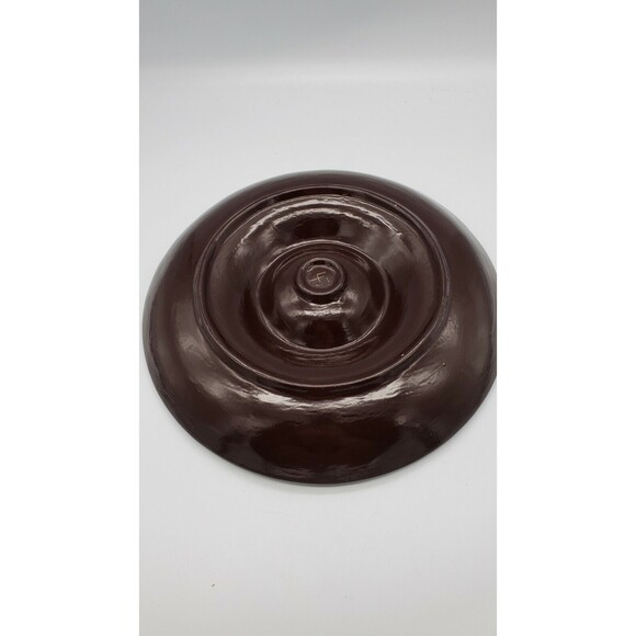 Vintage Chip & Dip Pottery Serving Bowl Brown Drip Glaze Marked LF - Picture 6 of 12